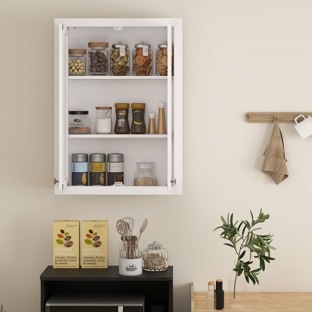 HOMCOM 2 Door White Wall Mounted Bathroom Wall Storage Cabinet Image 7
