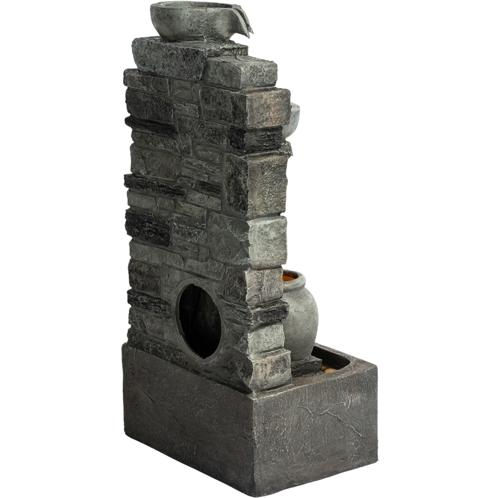 Teamson Home Grey 4-Tier Cascading Bowl Stacked Stone Outdoor Fountain 28.5 inch Image 5