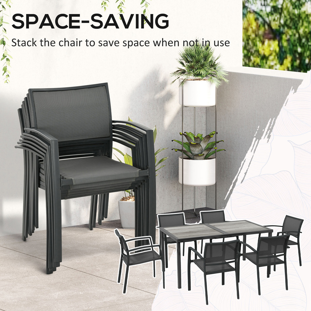 Outsunny 6 Seater Black and Wood Effect Garden Dining Set Image 4