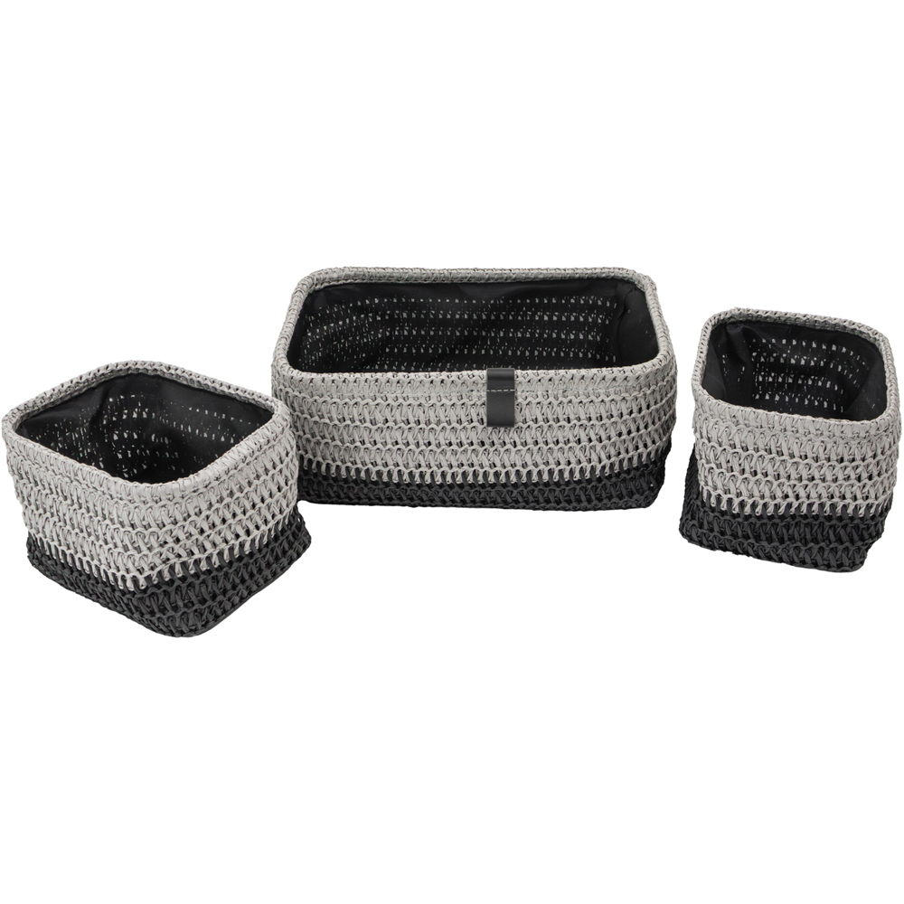 JVL Kenzi Light Grey Rectangular Storage Basket 3 Pack Image 3
