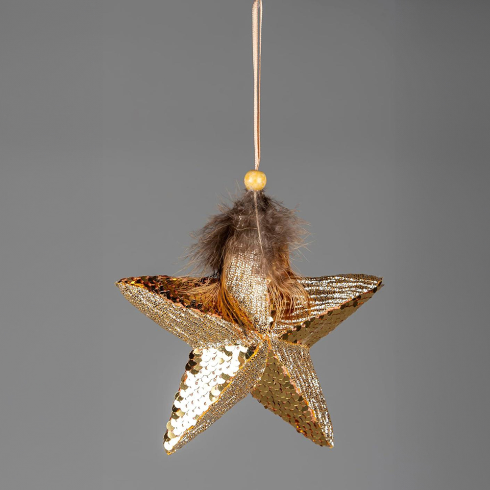 Shatchi Gold Star Hanging Christmas Decoration 3 Pack Image 2