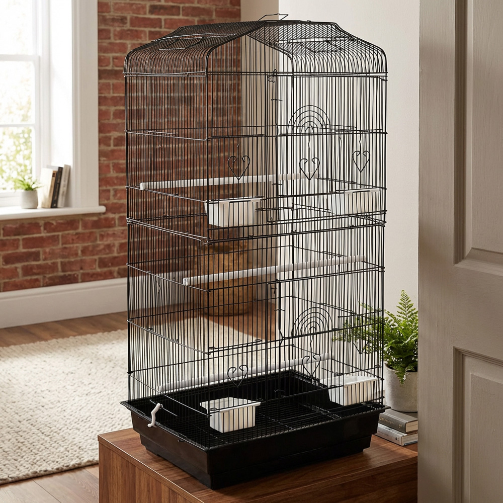 Midnight Black Metal Bird Cage Image 3