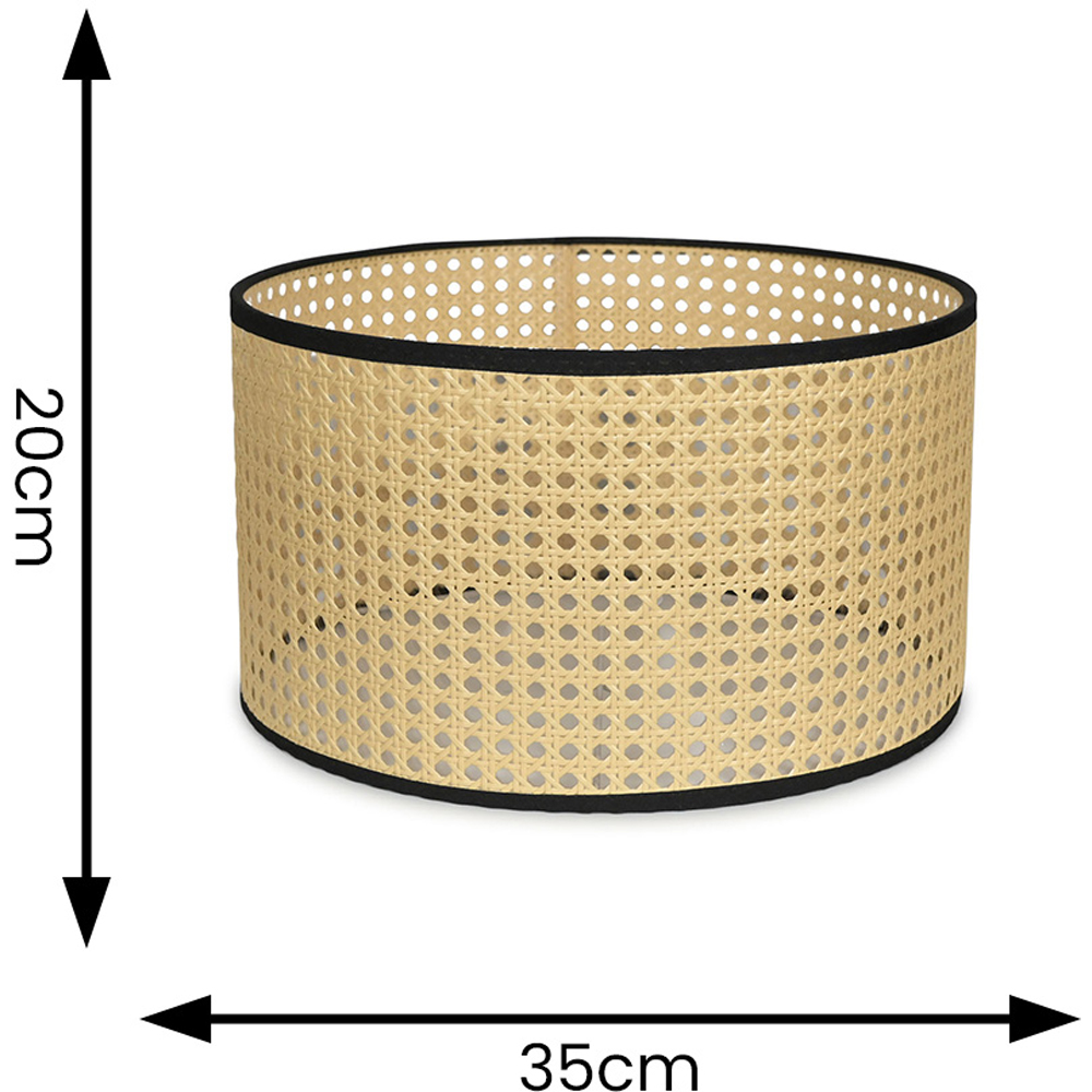 ValueLights Reni Natural Cane Black Trim Drum Ceiling Lamp Shade 35cm Image 6