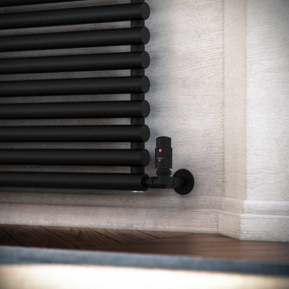 Terma Vario Heban Black Left Sided Vision 3 Axis Thermostatic Radiator Valve Set Image 6