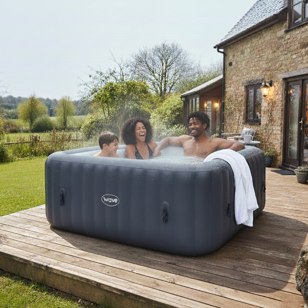 Wave Pacific 4 Person Navy Square Inflatable Hot Tub with EnergySave Bundle Image 2