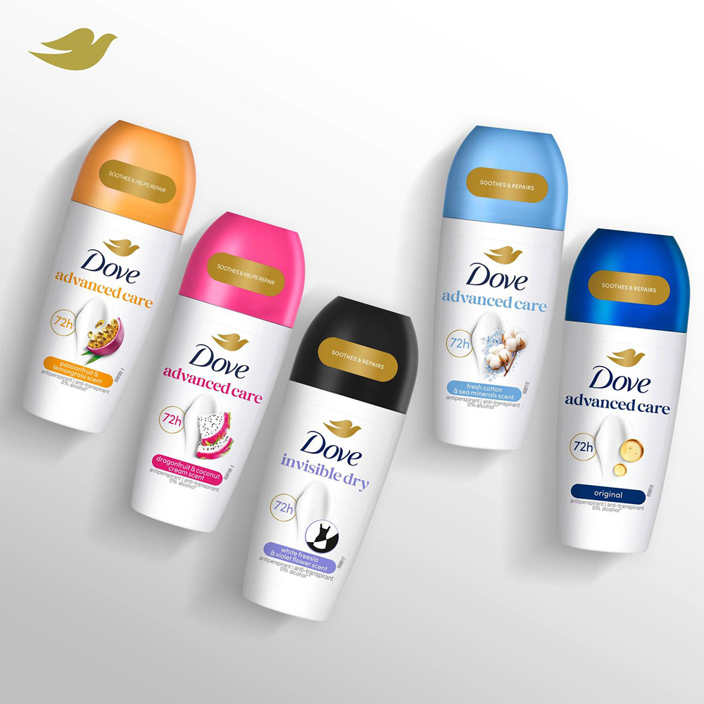 Dove Antiperspirant Advanced Care Invisible Dry 48H Roll On Deodorant 50ml 6 Pack Image 4