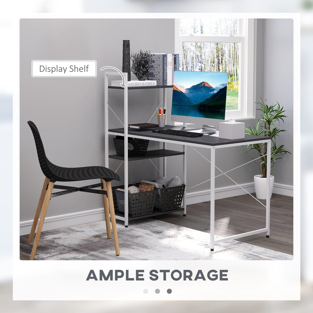 Portland Computer Desk 4 Tier Storage Black and White Image 5