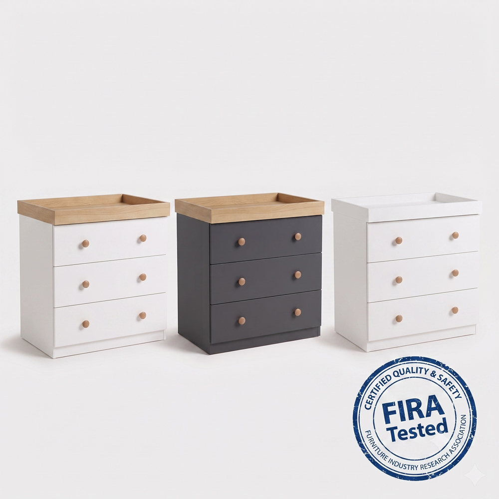 Shefa 888 3 Drawer White and Oak Kids Changing Dresser Image 6