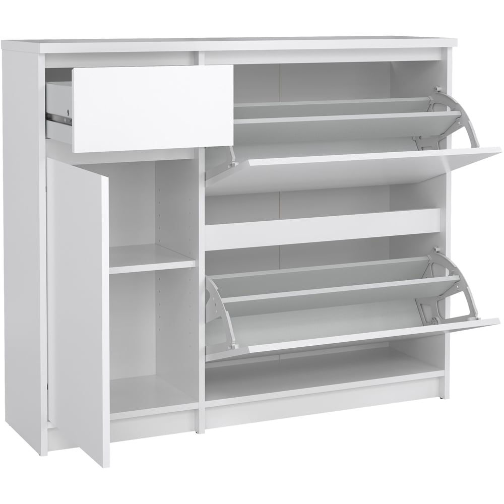 Florence Single Door 3 Drawer White High Gloss Shoe Cabinet Image 5