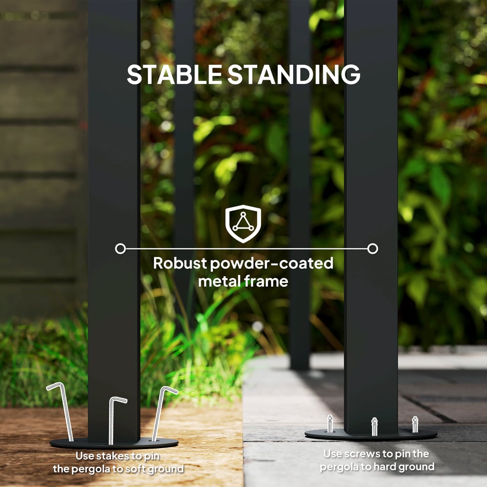 Outsunny 2.4 x 2.4m Dark Grey Wall Mounted Pergola Gazebo Image 7