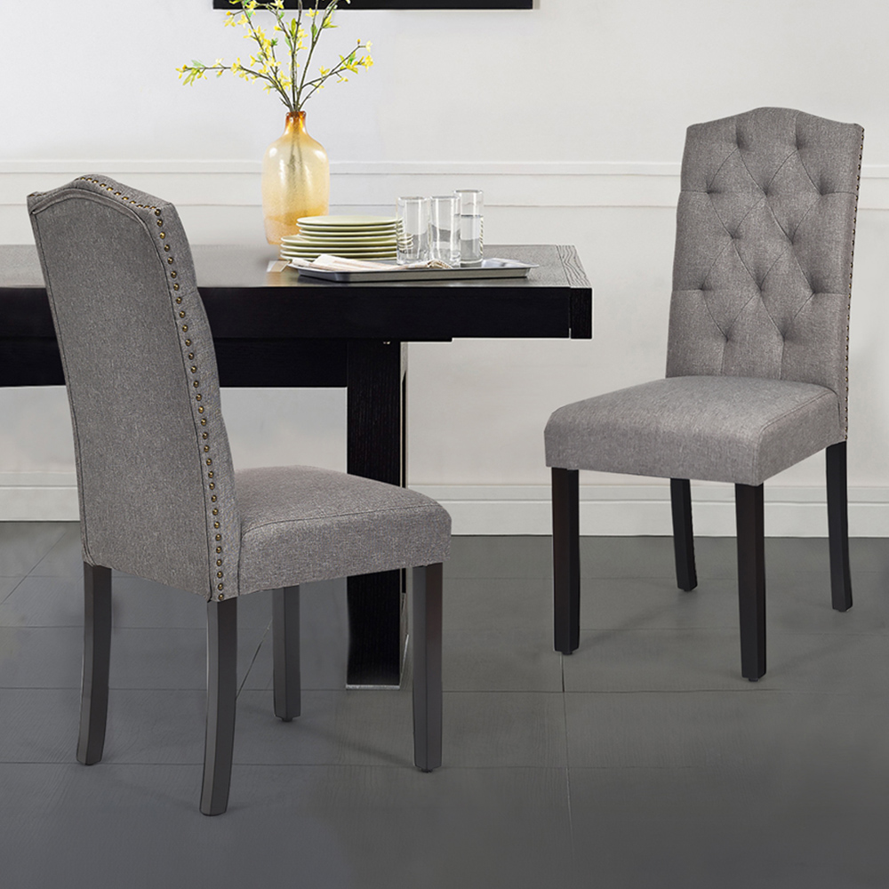 Costway Set of 2 Grey Dining Chairs Wilko