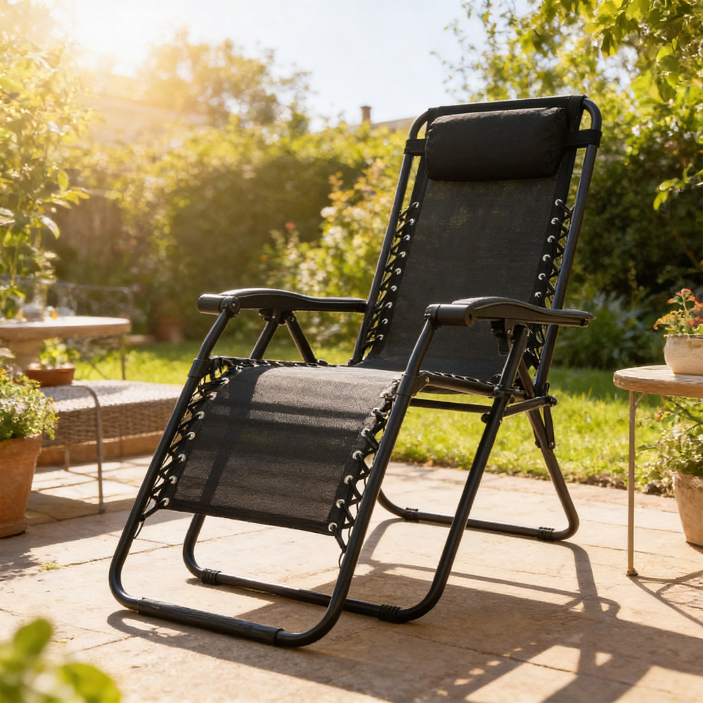 Harbour Housewares Black Zero Gravity Garden Chair 2 Pack Image 4