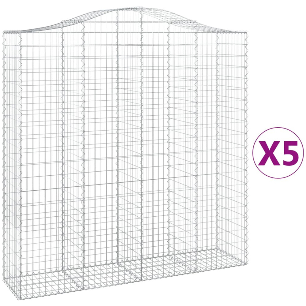 vidaXL Silver Galvanised Iron Arched Gabion Basket 200 x 50 x 200/220cm 5 Pack Image 4