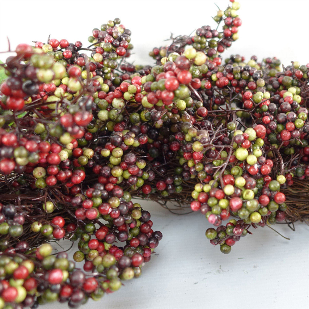 Leaf Black Berry Hanging Artificial Wreath 55cm Image 6