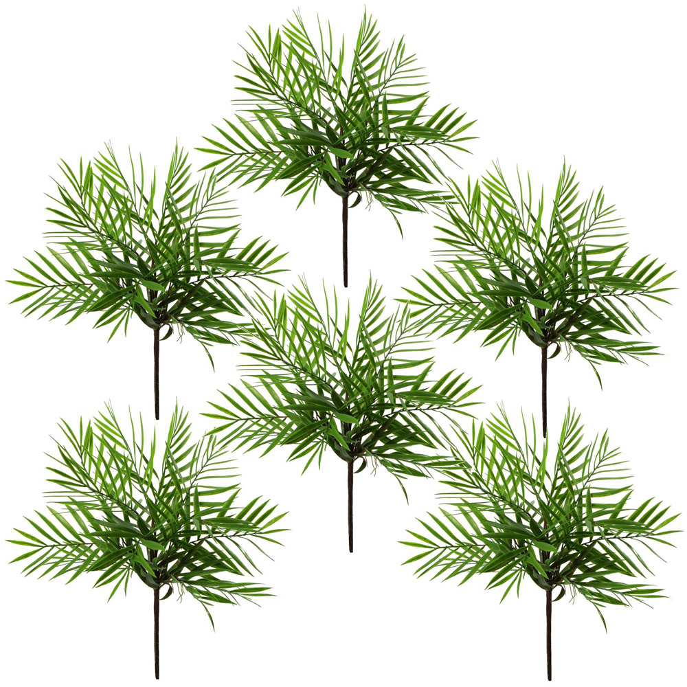 Leaf Bamboo Palm Bush Artificial Plant 40cm 6 Pack Image 1