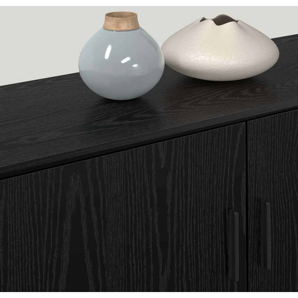 vidaXL 2 Door Black Oak Wooden Wall-Mounted TV Cabinet Set of 3 Image 4