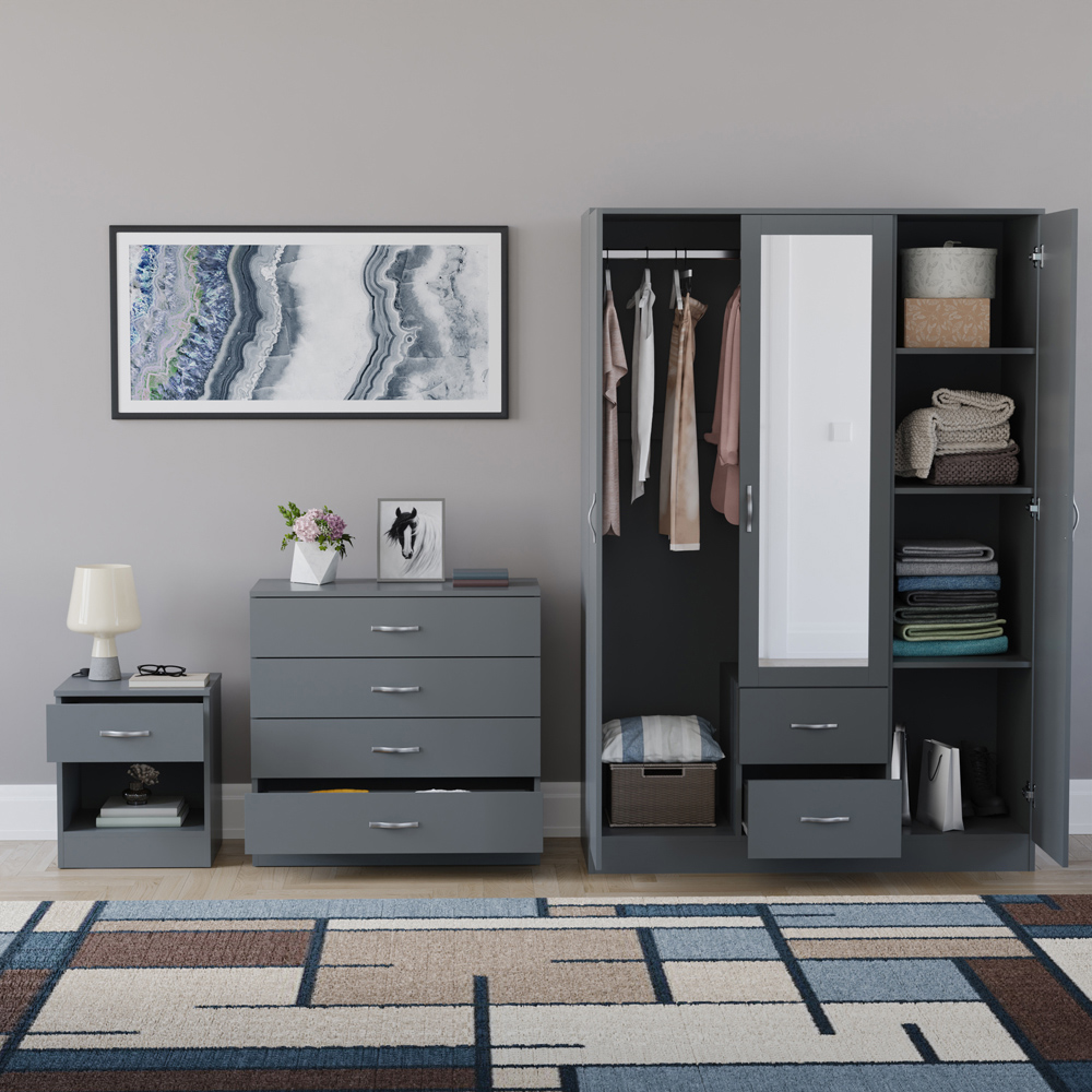 VIDA DESIGNS Riano Grey 3 Piece Bedroom Furniture Set Image 3