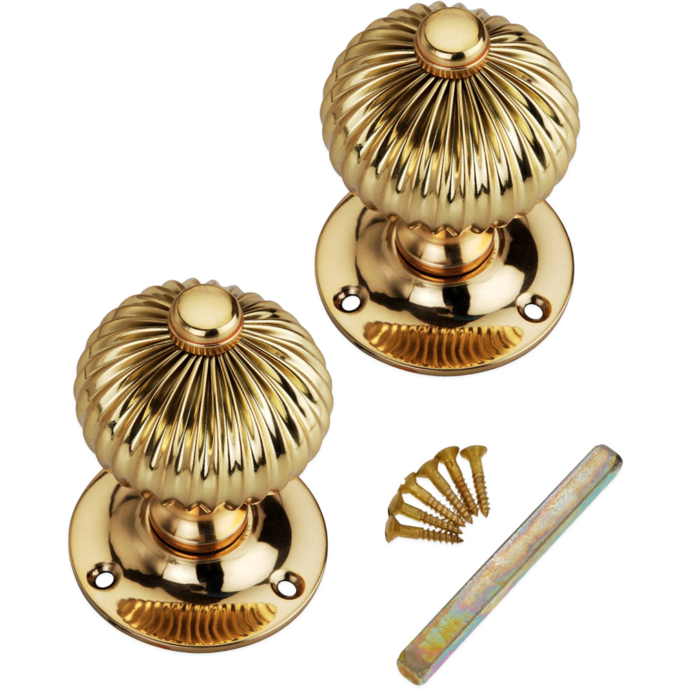 Spira Brass Polished Brass Regency Mortice Door Knob 2 Pack Image 4