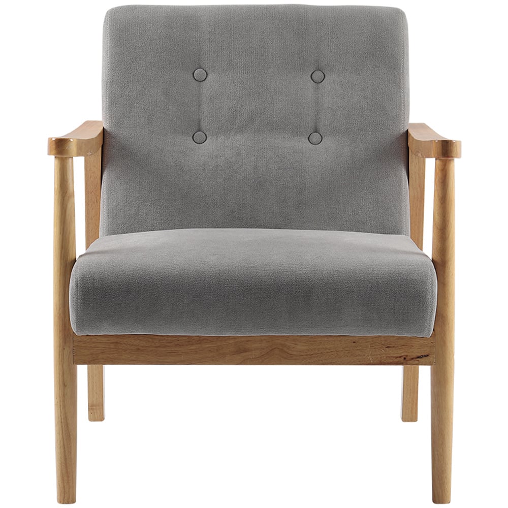 Living and Home Grey Tufted Wooden Armchair Image 2