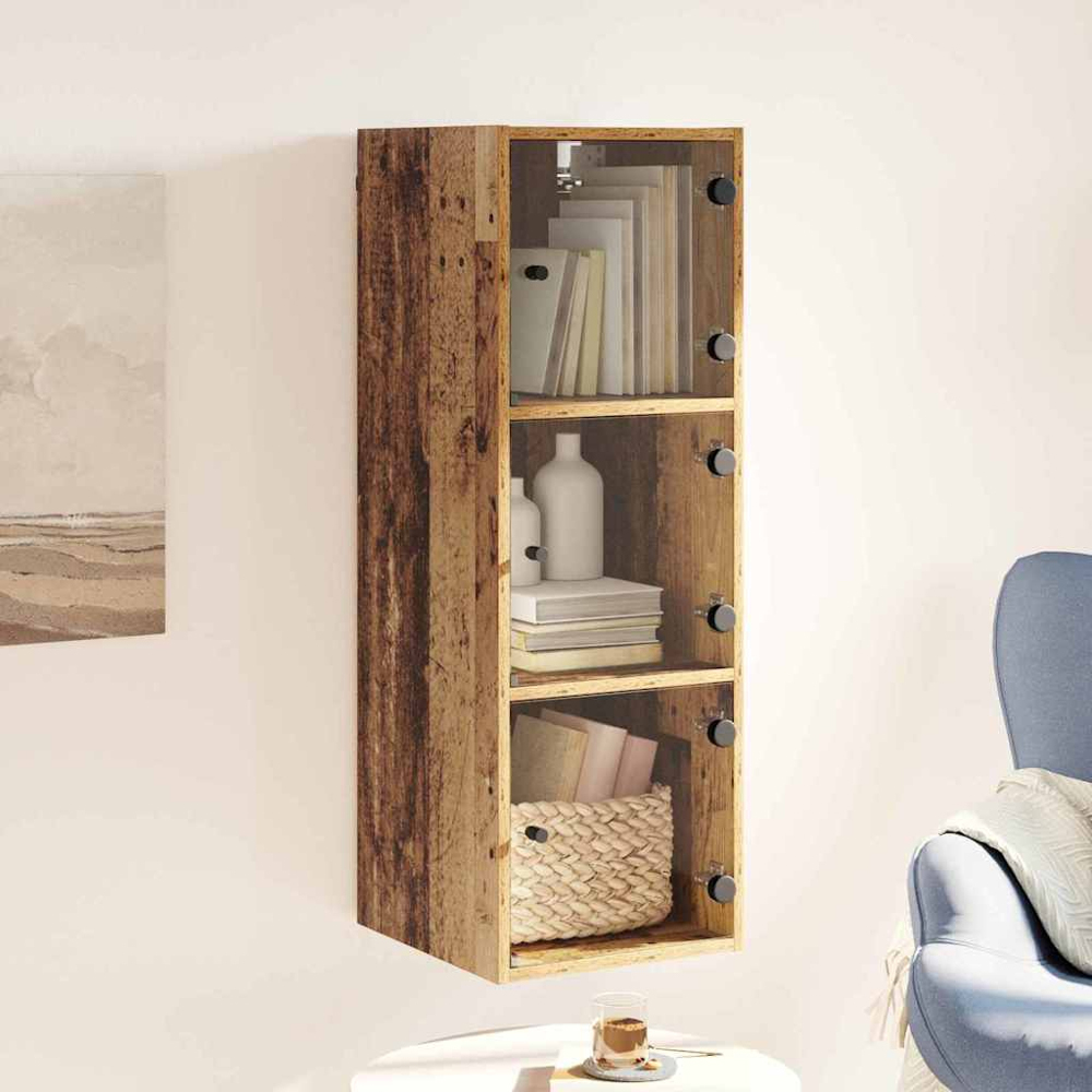 vidaXL 3 Glass Door Old Wood Wall Cabinet Image 9