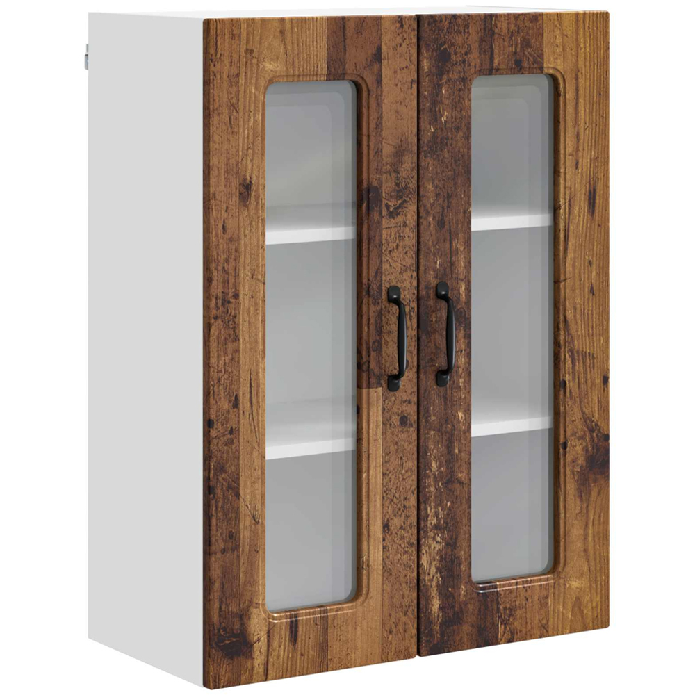 vidaXL 2 Glass Door Old Wood Kitchen Wall Cabinet Image 2