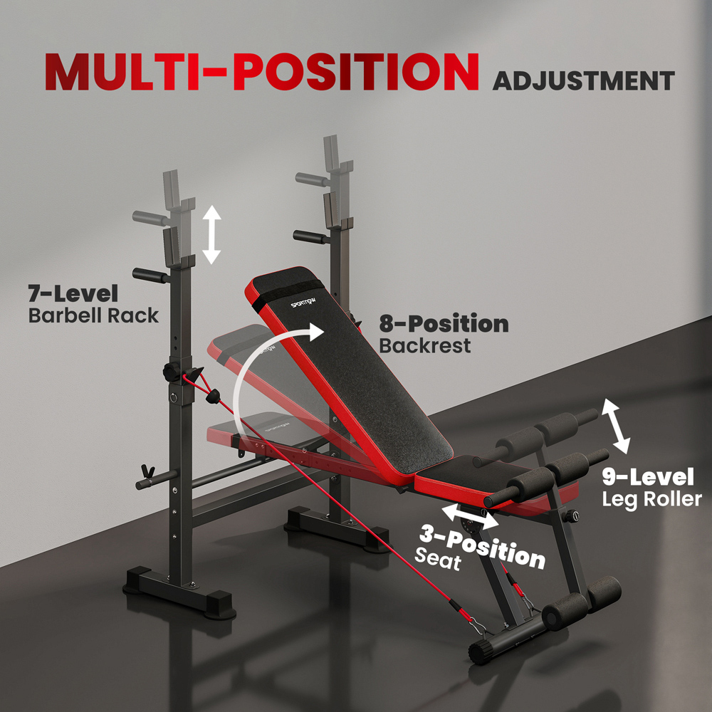 SPORTNOW Multi Function Adjustable Weight Bench with Rack and Dip Stand Image 6