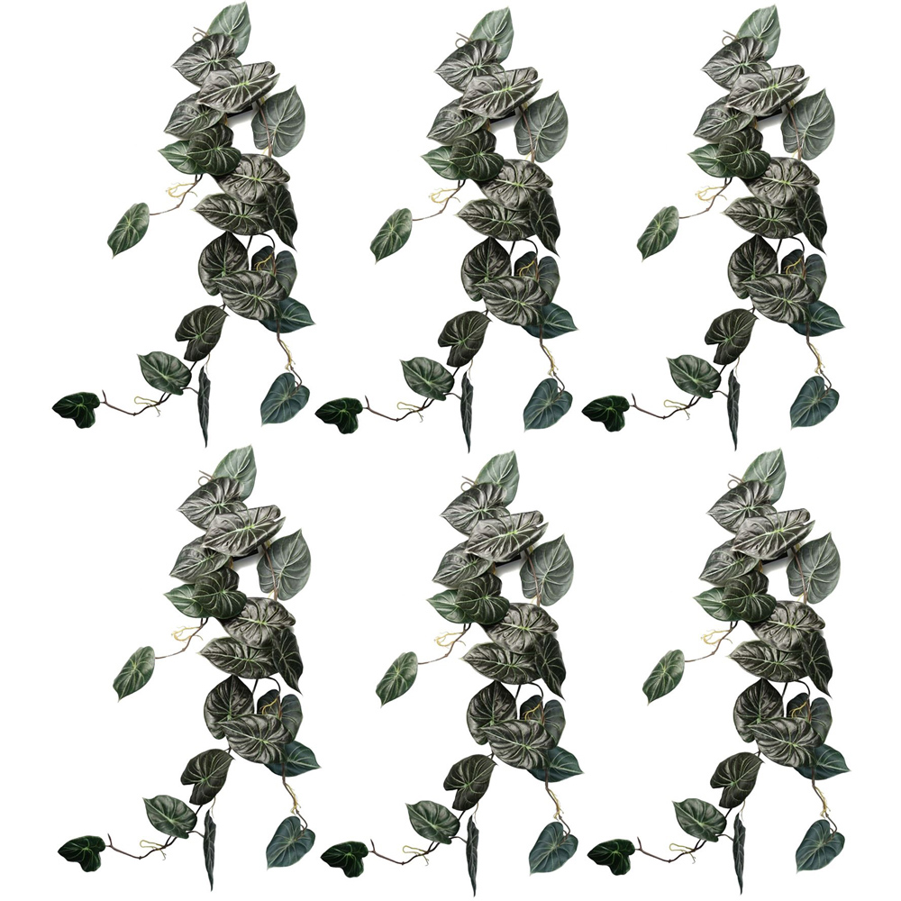 Leaf Dark Green Trailing Alocasia Dragon Scale Hanging Artificial Plant 4ft 6 Pack Image 1