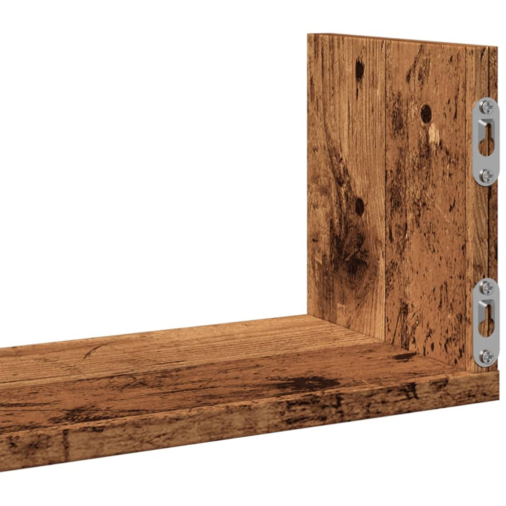 vidaXL 80 x 18 x 18cm Set of 3 Old Wood Wall Shelf Image 7