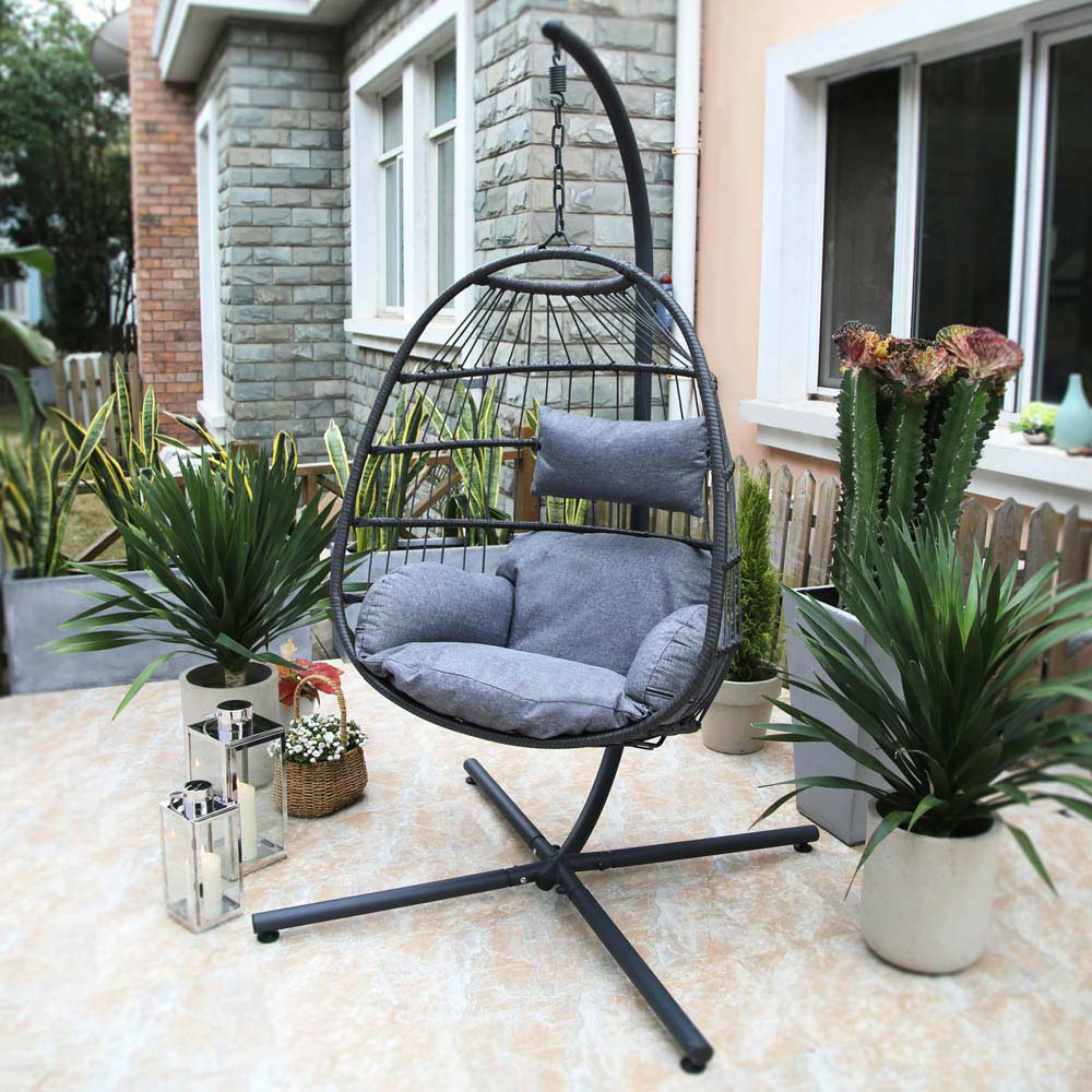 Home Garden Direct Chiron Grey Hanging Egg Chair Image 1