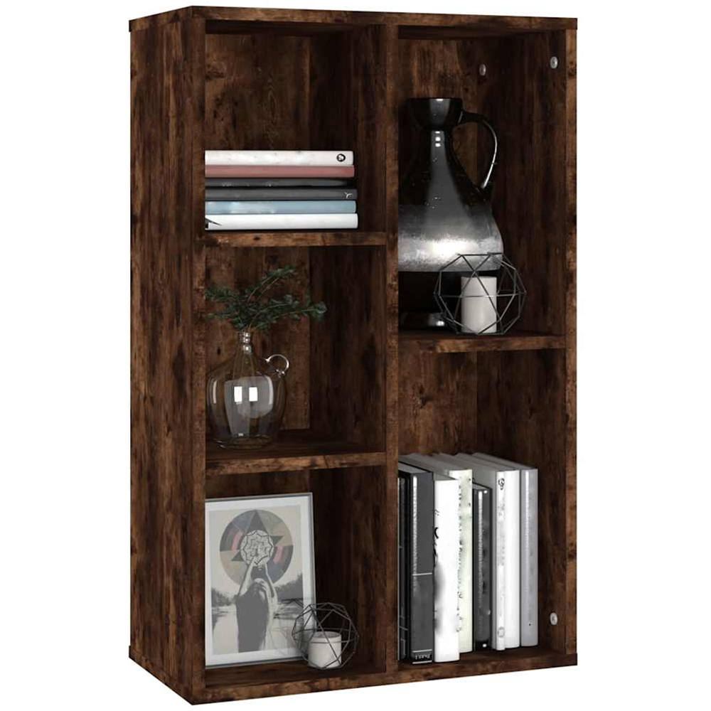 vidaXL 5 Shelf Smoked Oak Bookcase Image 4