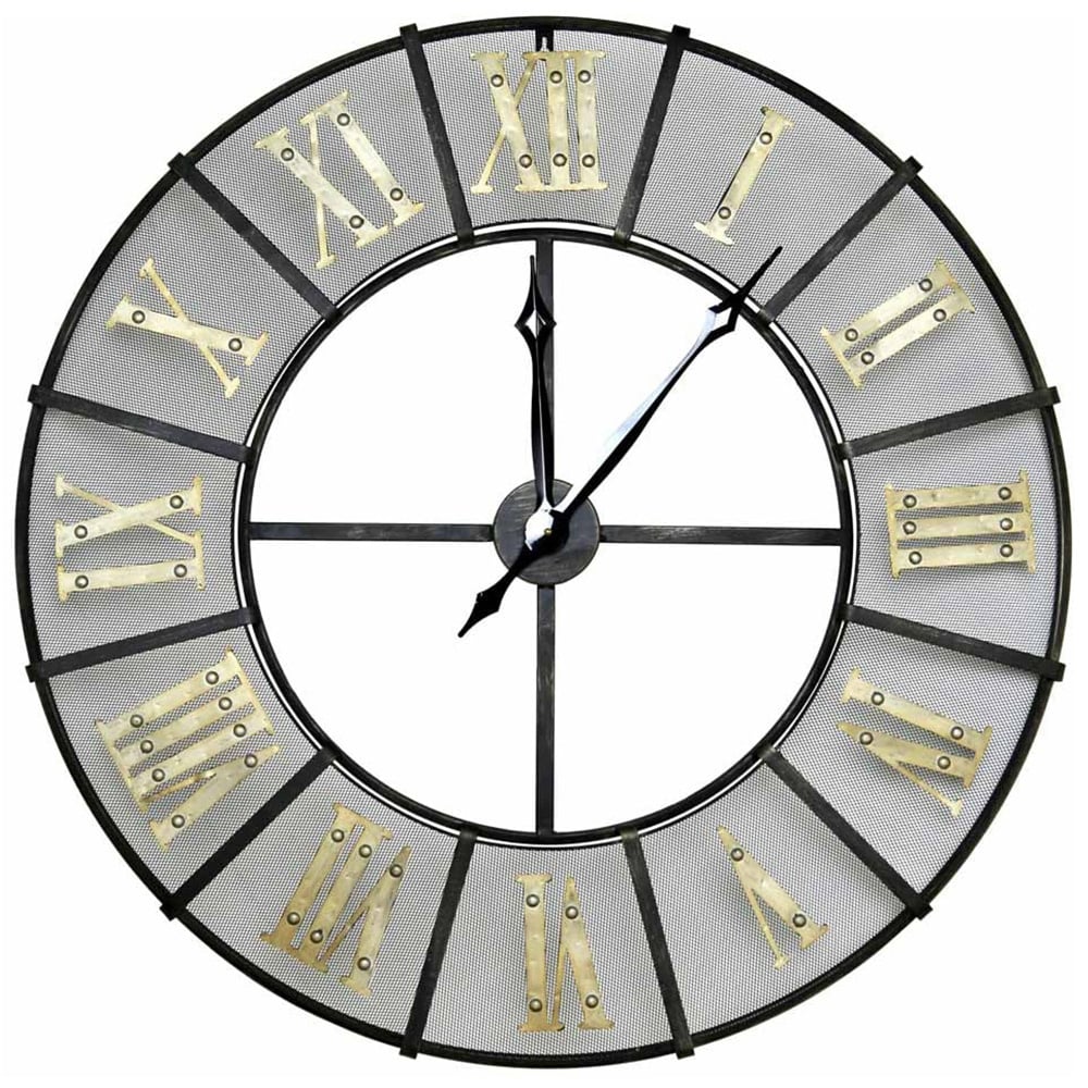 Charles Bentley Black and Gold Wrought Iron Large Garden Clock 87cm Image 1