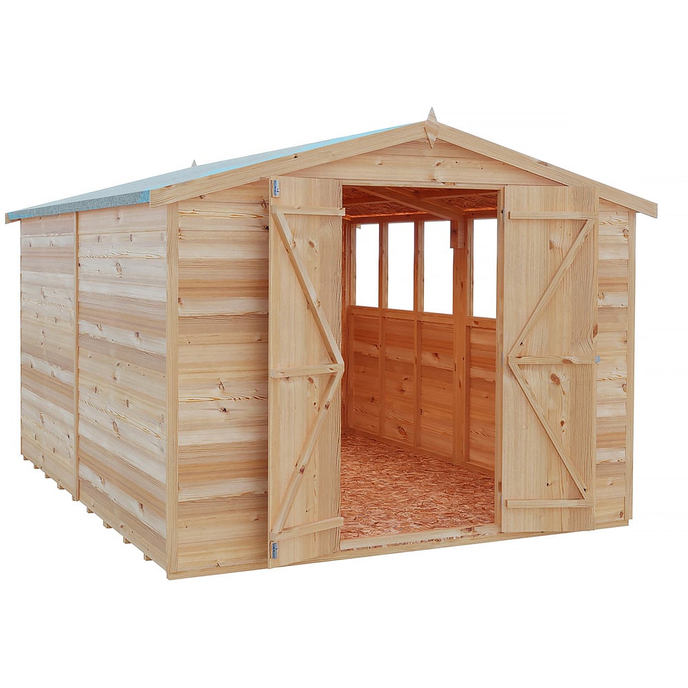 Shire 10 x 8ft Double Door Dip Treated Overlap Apex Shed Image 1