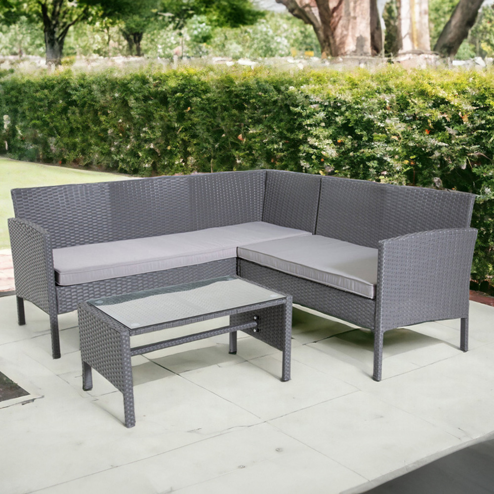 Outdoor Living The Lakewood 5 Seater Grey Rattan Corner Lounge Set Image 7