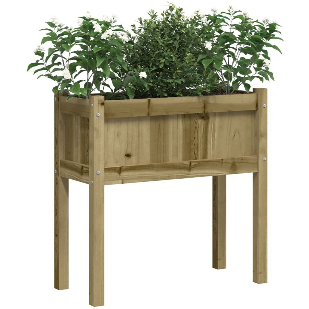 vidaXL Natural Pine Wood Garden Planter with Legs 70 x 70 x 31cm Image 4