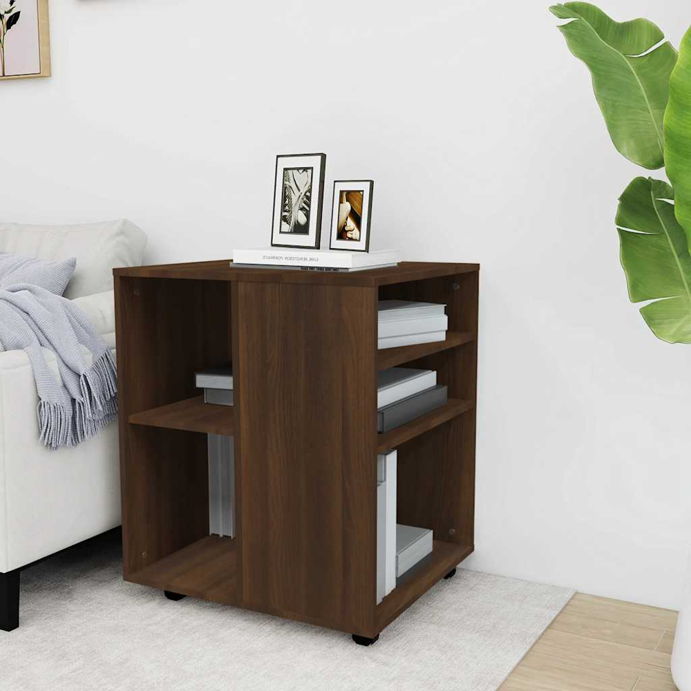 vidaXL 5 Shelf Brown Oak Rolling Cabinet Image 3