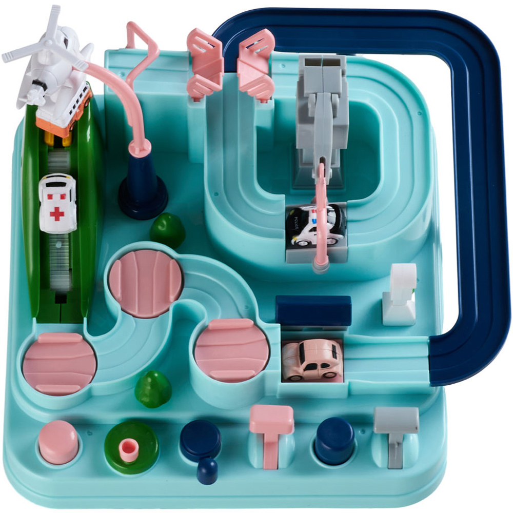 Tommy Toys Kids Blue Car Race Track Toy with 4 Vehicles Image 1