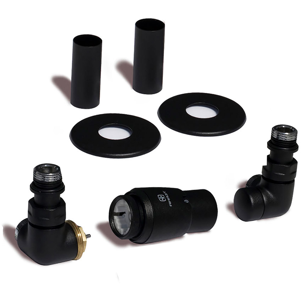 Terma Vario Heban Black Left Sided Vision 3 Axis Thermostatic Radiator Valve Set Image 3