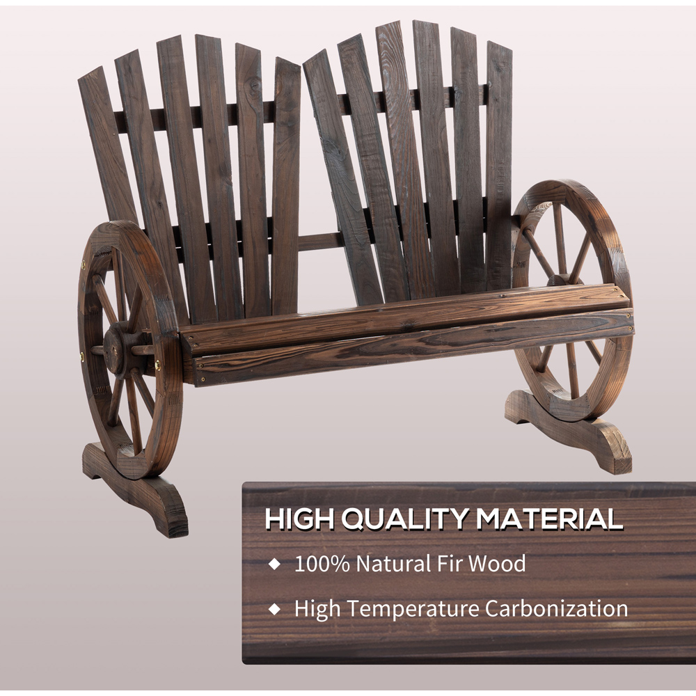 Outsunny Adirondack 2 Seater Carbonized Wooden Loveseat Bench Image 5