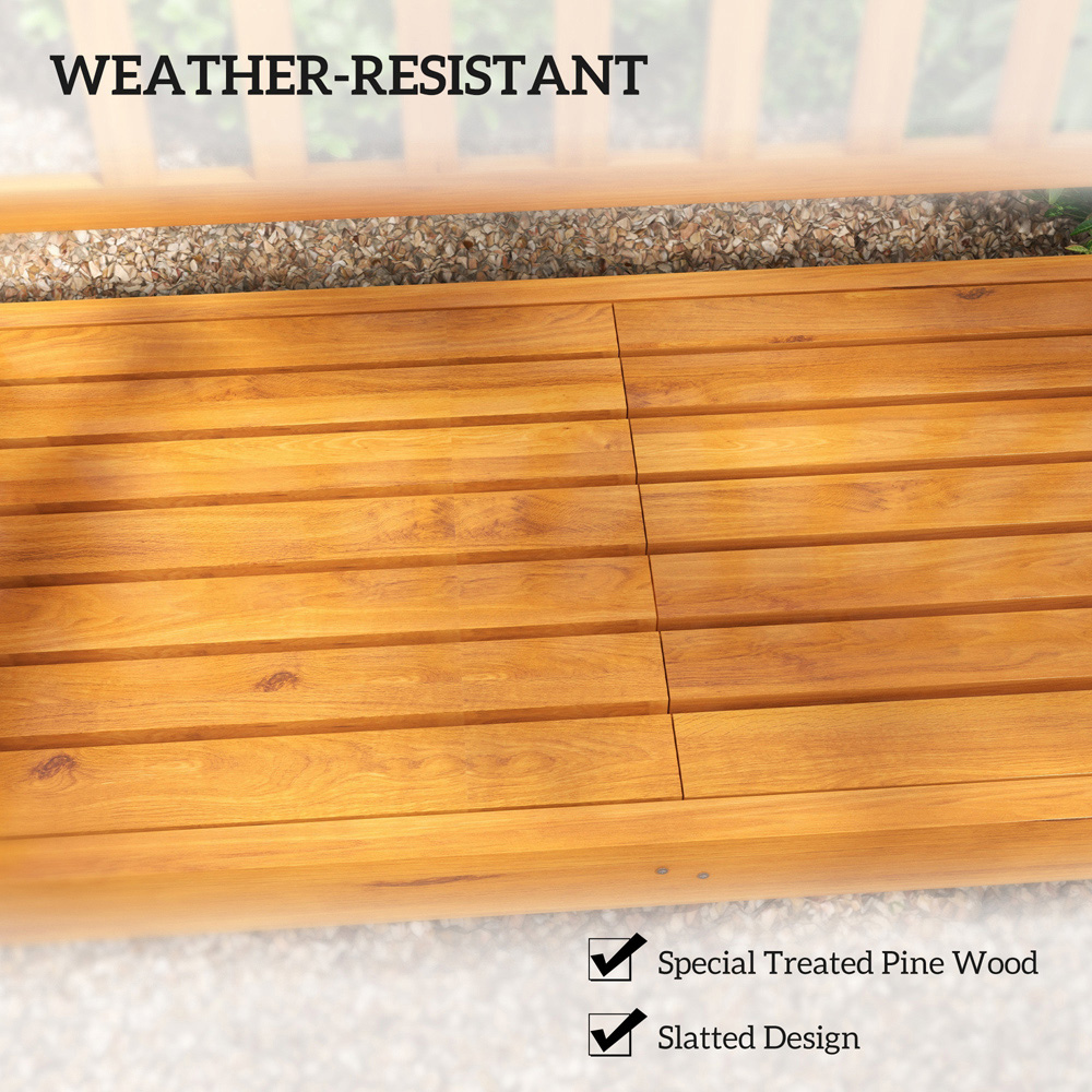 Outsunny 2 Seater Natural Wooden Garden Bench with Liftable Middle Table Image 4