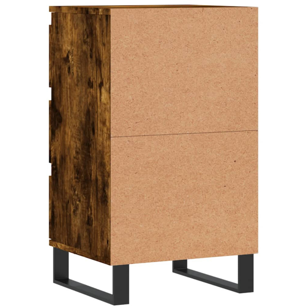 vidaXL 3 Drawer Smoked Oak Sideboard with Iron Legs Image 7