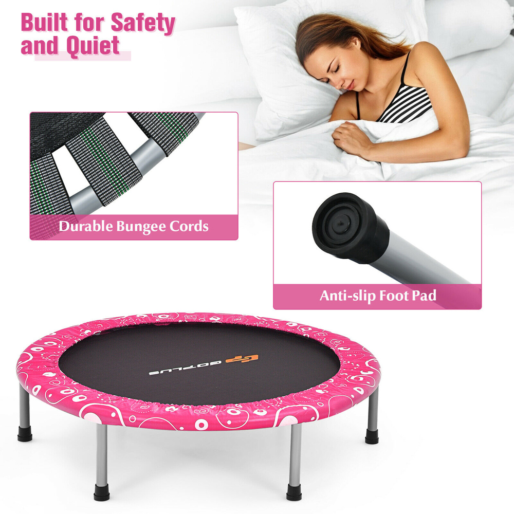 Costway Pink Folding Children Trampoline with Padded Edge Cover Image 8