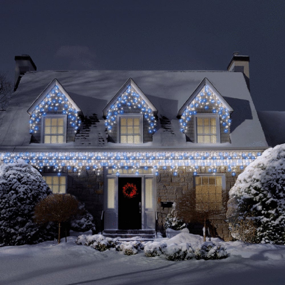 Best Artificial Blue and Bright White LED Icicle Light 15m Image 1
