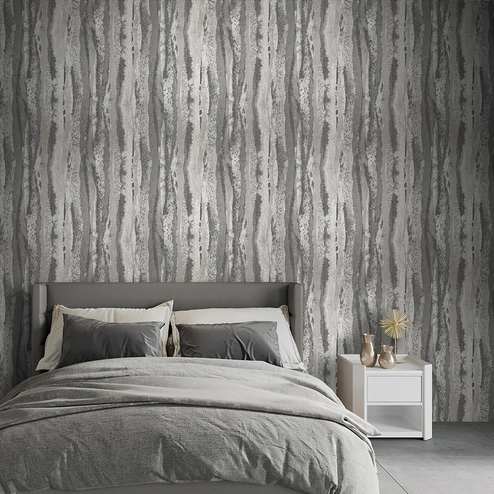 Muriva Soren Charcoal and Silver Wallpaper Image 4
