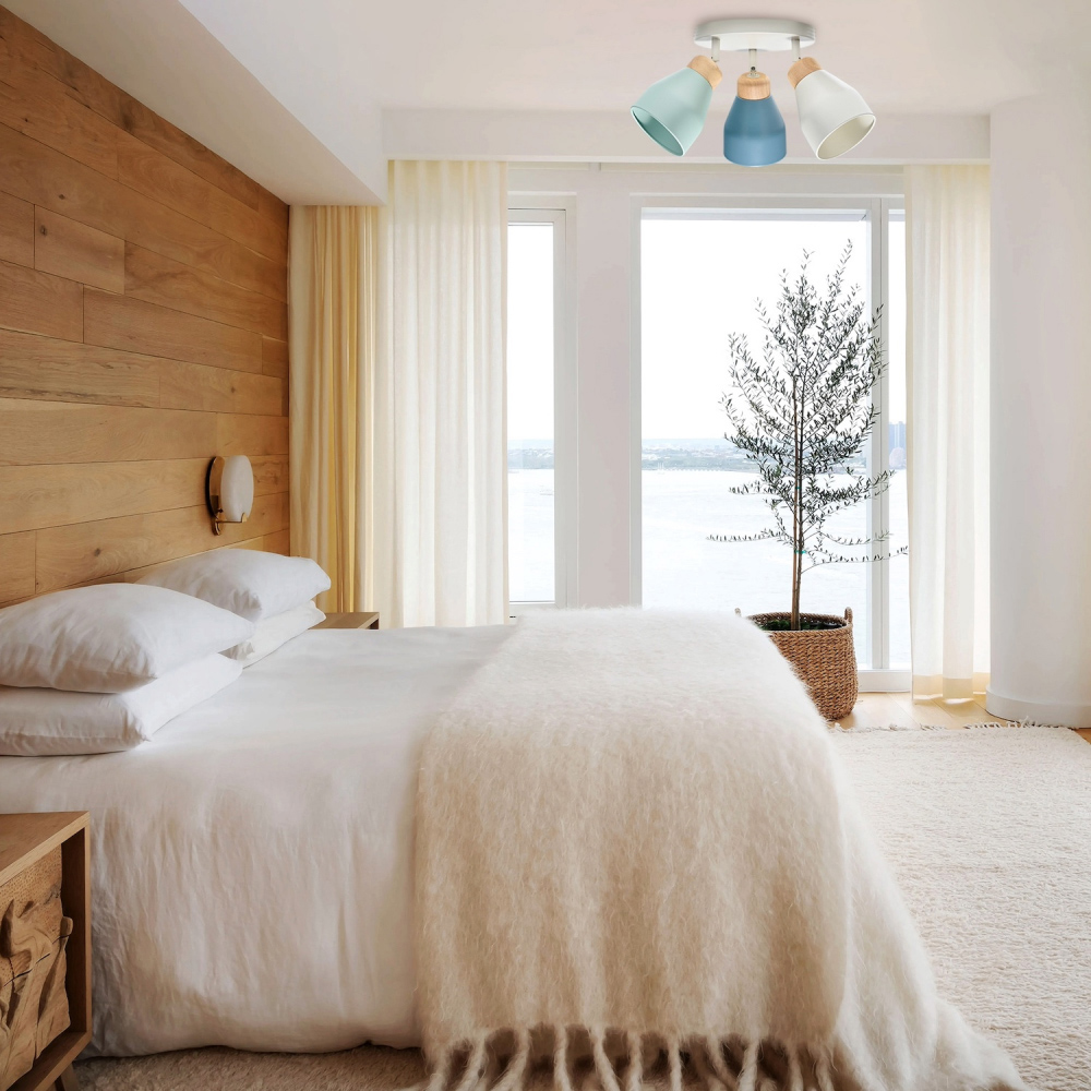 Happy Homewares Grey and Dusk and Duck Egg Blue Modern Scandinavian Style Spot Ceiling Light Image 2