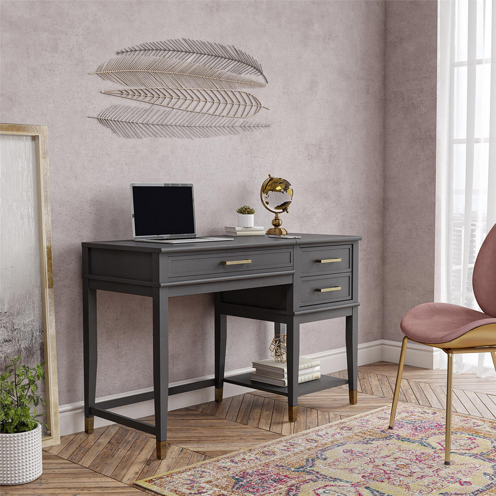 Dorel Home Westerleigh 2 Drawer Single Shelf Graphite Grey Lift Desk Image 6
