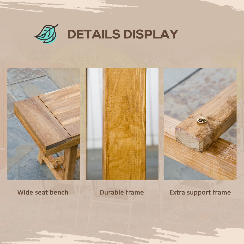 Outsunny 4 Seater Wooden Garden Dining Bench Set Image 8