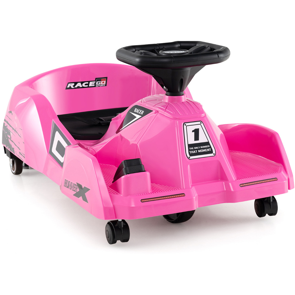 Costway Kids Pink Electric Ride On Cleaning Go Kart Race Car with Detachable Mop 12V Image 4