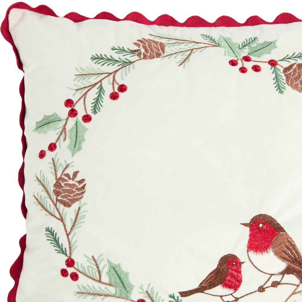 Winter Robins Wreath Cushion Image 2