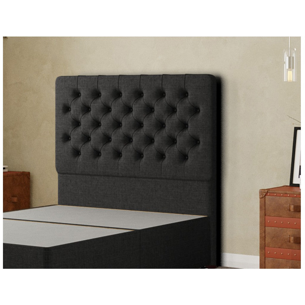Eleganza Winchester Single Black Linen Floor Standing Headboard Image 3