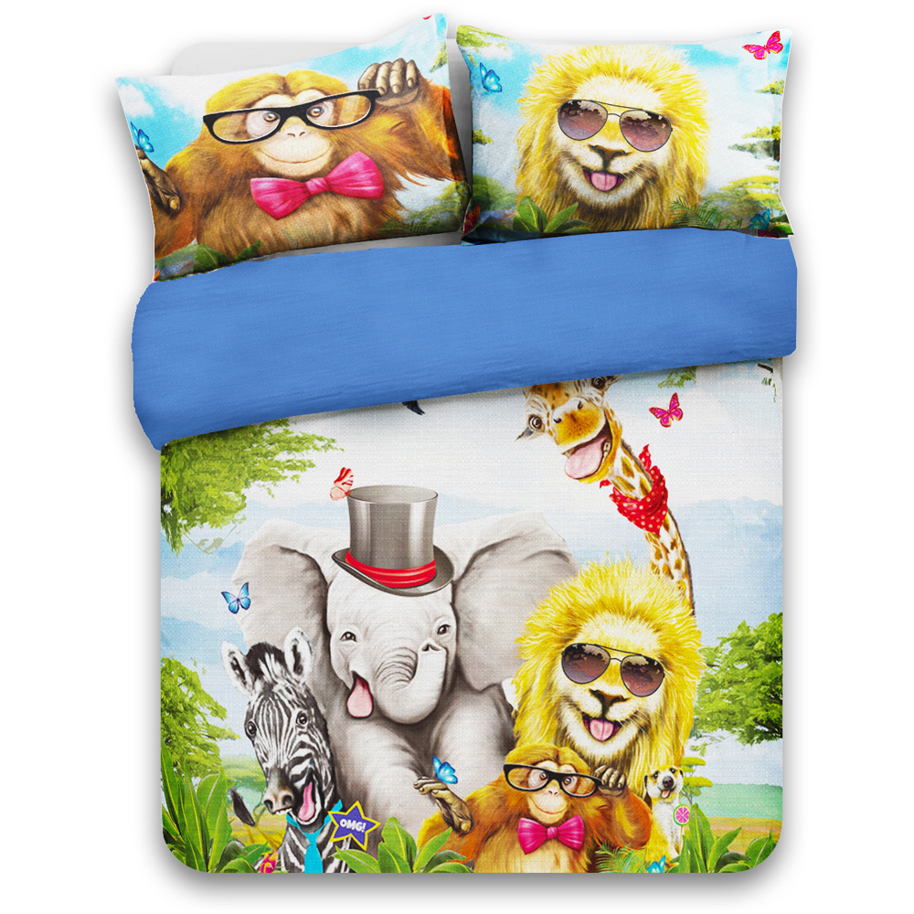 Velosso Double Multicolour Selfie Animal Duvet Cover Set Image 2